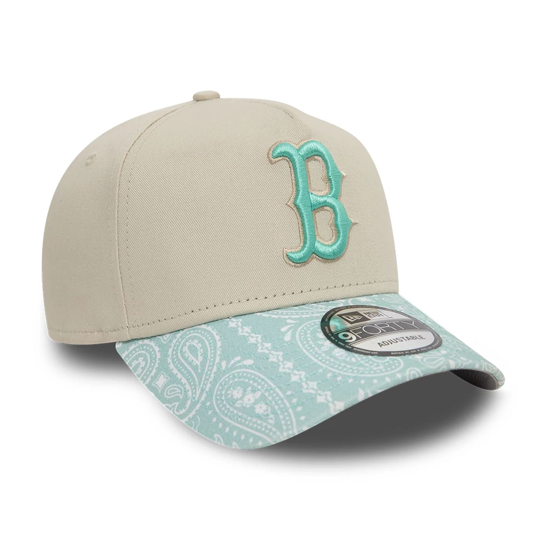 This is a Boston Red Sox Pastel Paisley Light Beige 9FORTY A-Frame Adjustable Cap 7