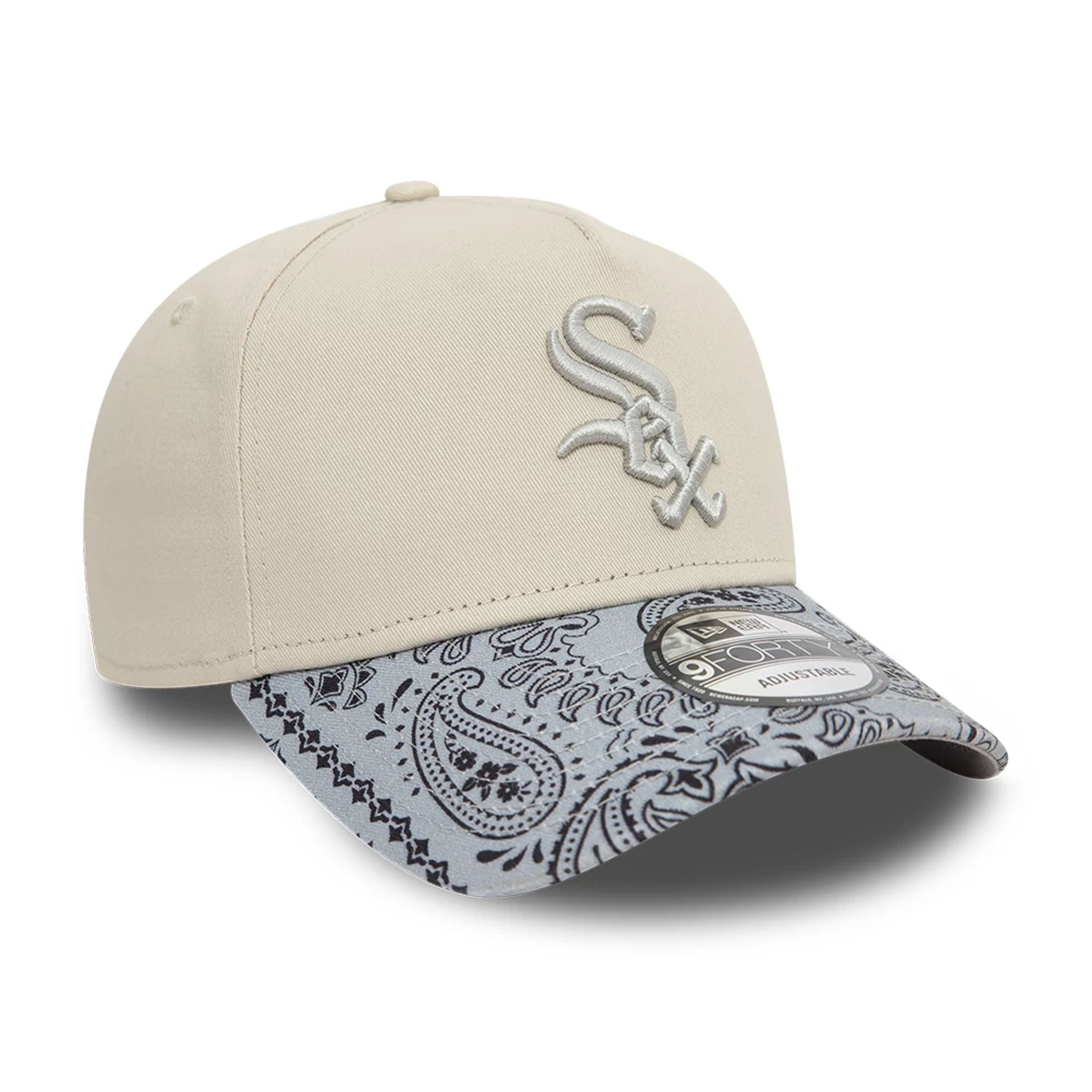 This is a Chicago White Sox Pastel Paisley Light Beige 9FORTY A-Frame Adjustable Cap 5