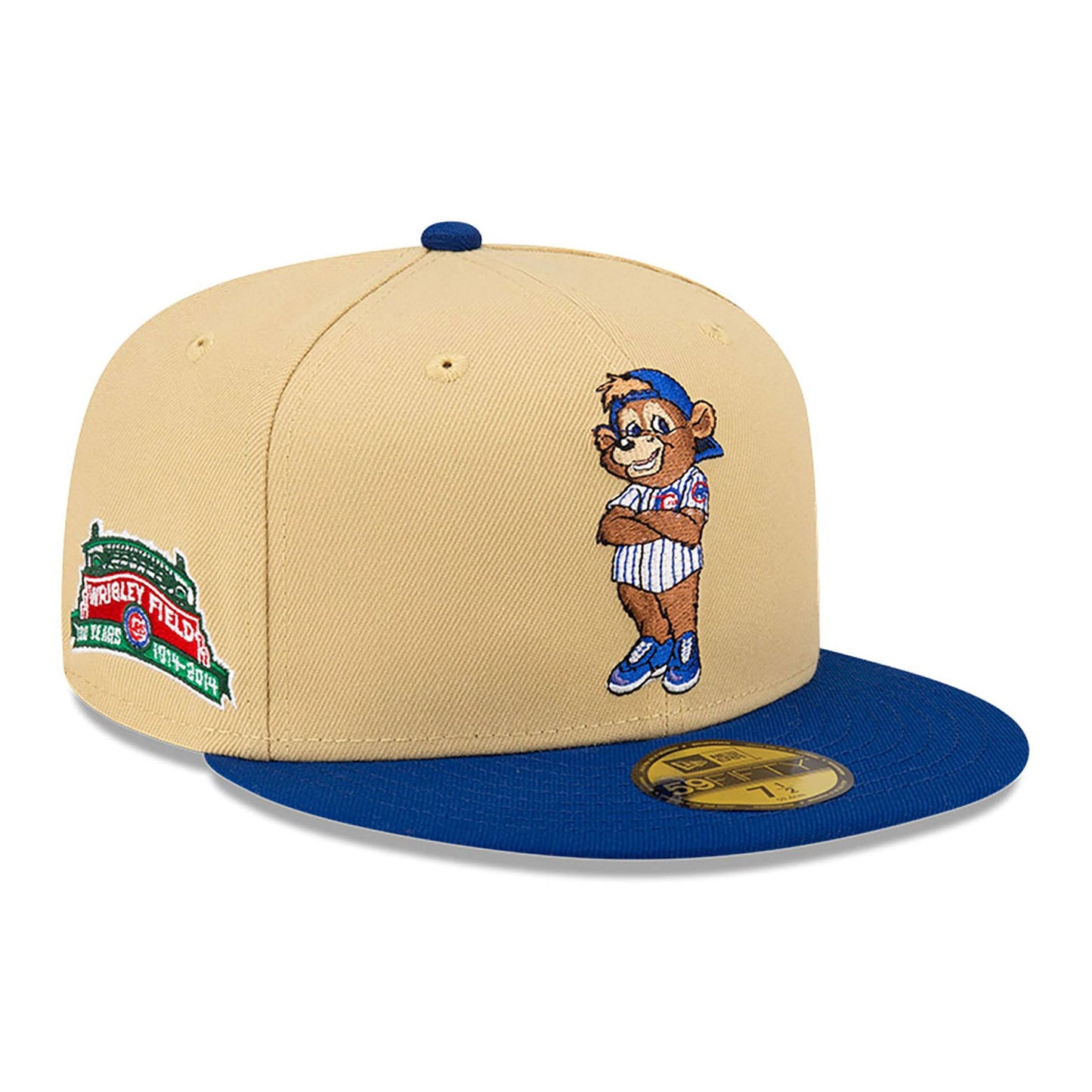 This is a Chicago Cubs MLB Mascots Vegas Gold 59FIFTY Fitted Cap 1