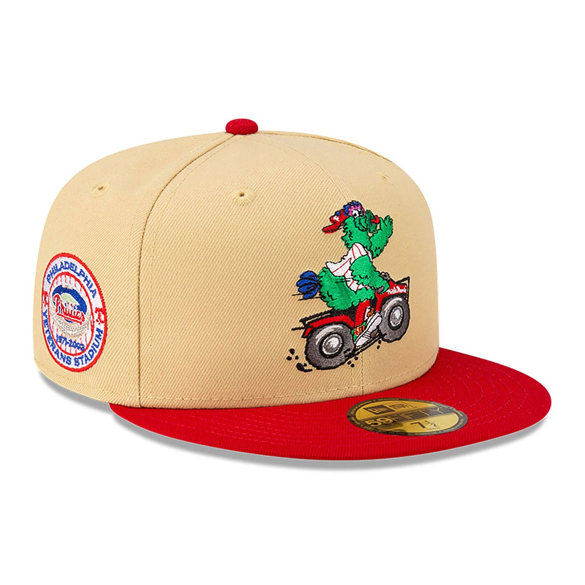 This is a Philadelphia Phillies MLB Mascots Vegas Gold 59FIFTY Fitted Cap 1