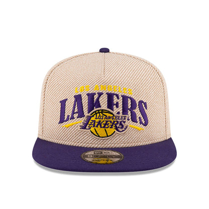 This is a LA Lakers NBA Terry Heather Tan 9FIFTY A-Frame Snapback Adjustable Cap 4