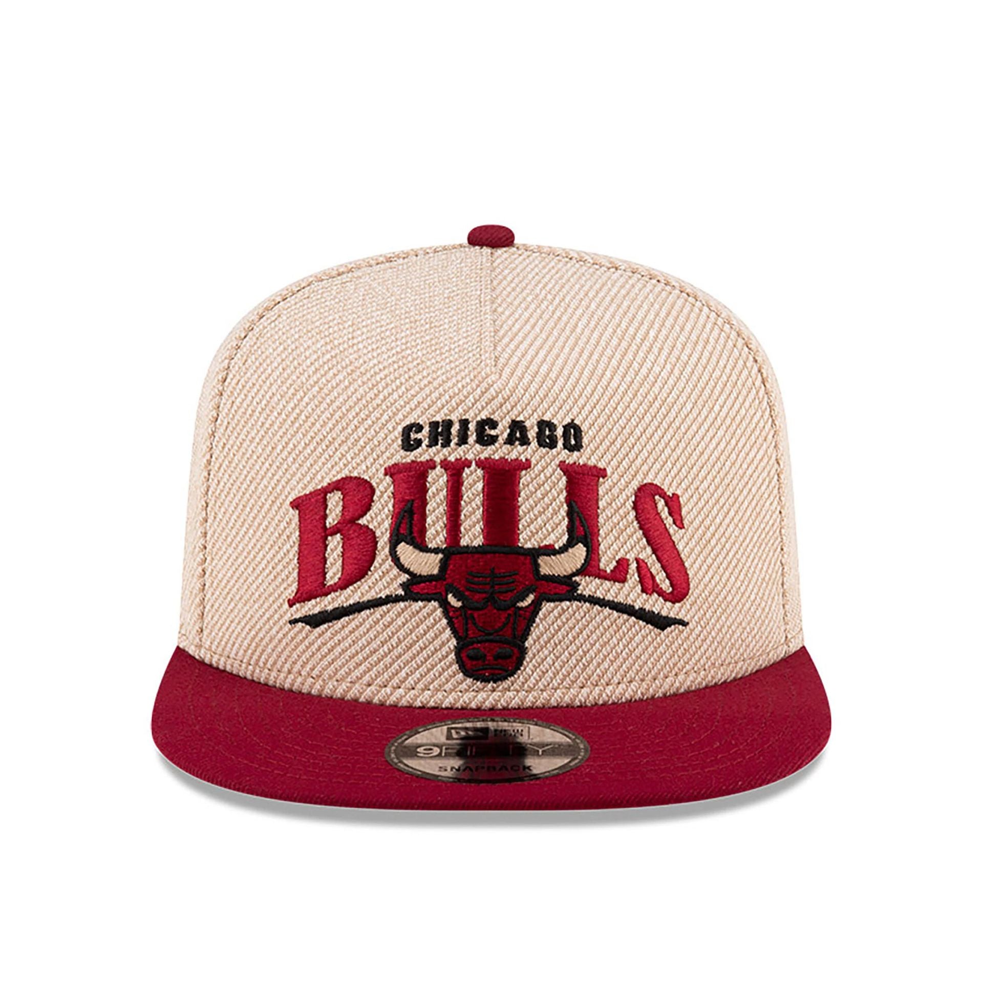 This is a Chicago Bulls NBA Terry Heather Tan 9FIFTY A-Frame Snapback Adjustable Cap 4