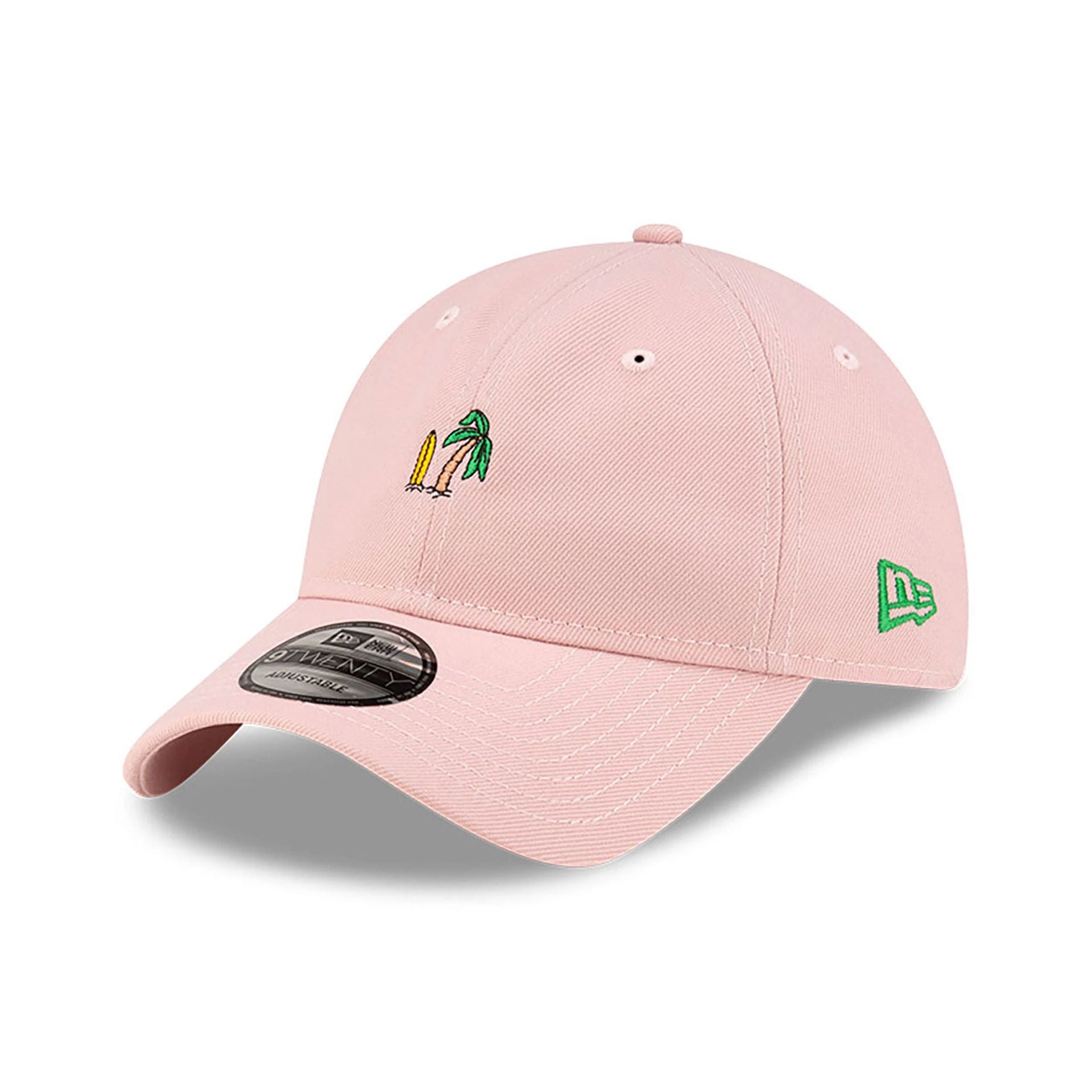 This is a New Era Micro Palm Tree Pink 9TWENTY Adjustable Cap 1