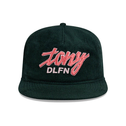 This is a New Era x Tony Delfino Cord Dark Green Golfer Adjustable Cap 3