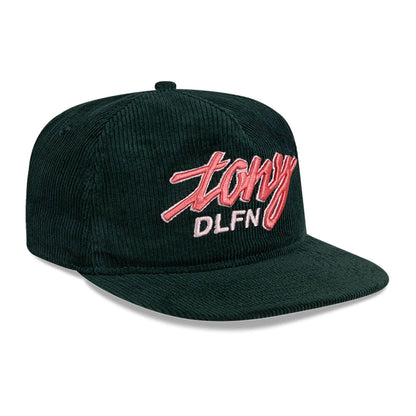 This is a New Era x Tony Delfino Cord Dark Green Golfer Adjustable Cap 4