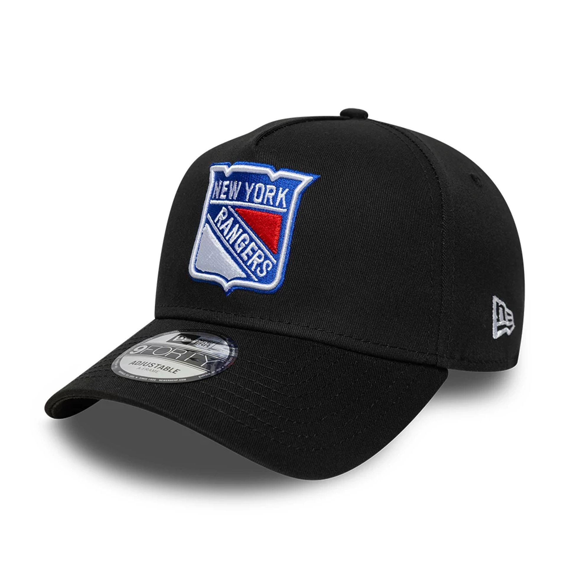 This is a New York Rangers NHL Black 9FORTY A-Frame Adjustable Cap 1