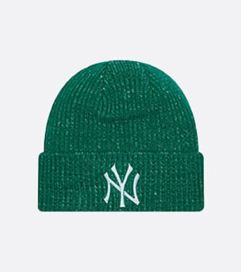 green women's beanie with ny yankees logo for navigation