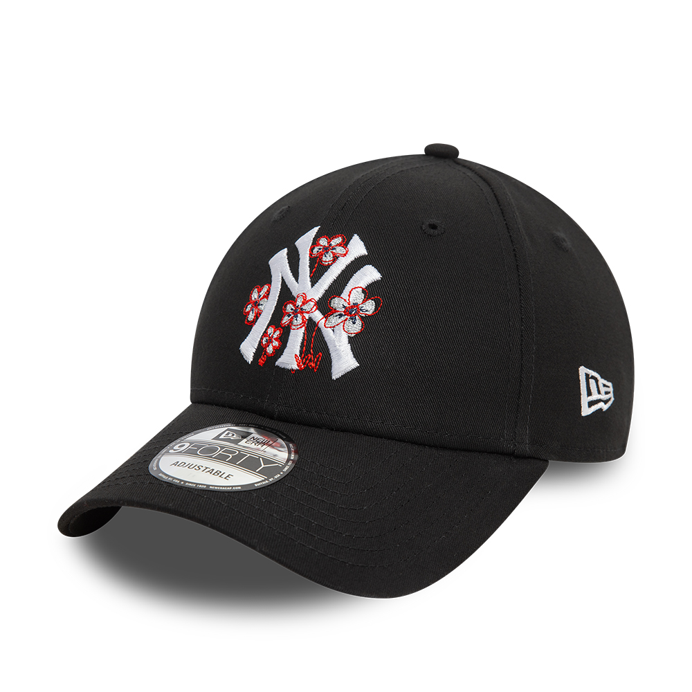 New York Yankees Flower Icon Black 9FORTY Adjustable Cap