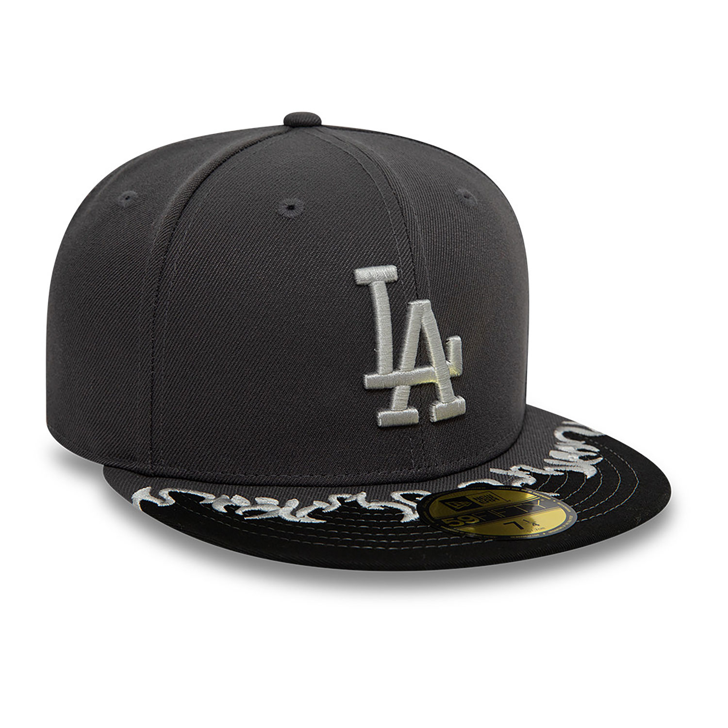 LA Dodgers MLB Flame Visor Dark Grey 59FIFTY Fitted Cap