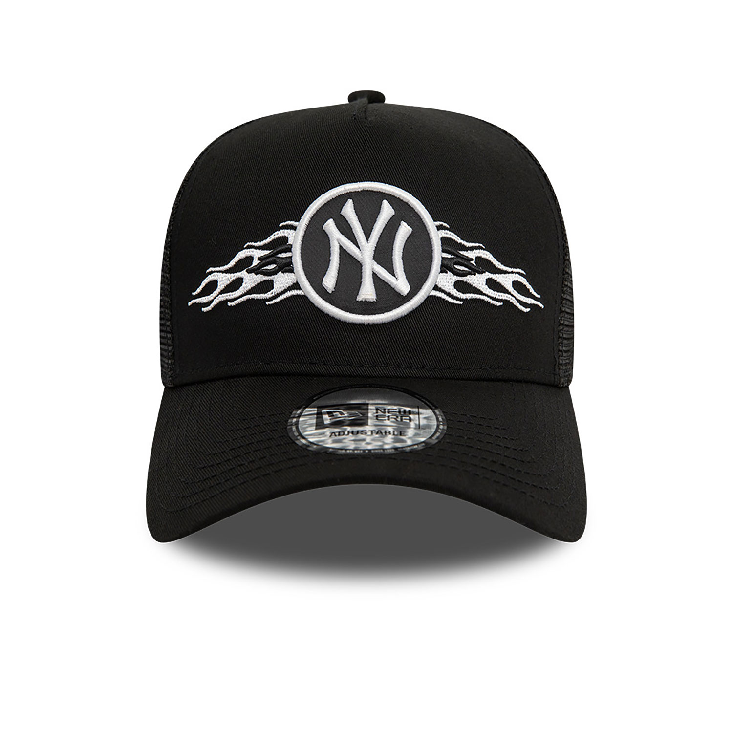 New York Yankees MLB Flame Black 9FORTY A-Frame Trucker Cap