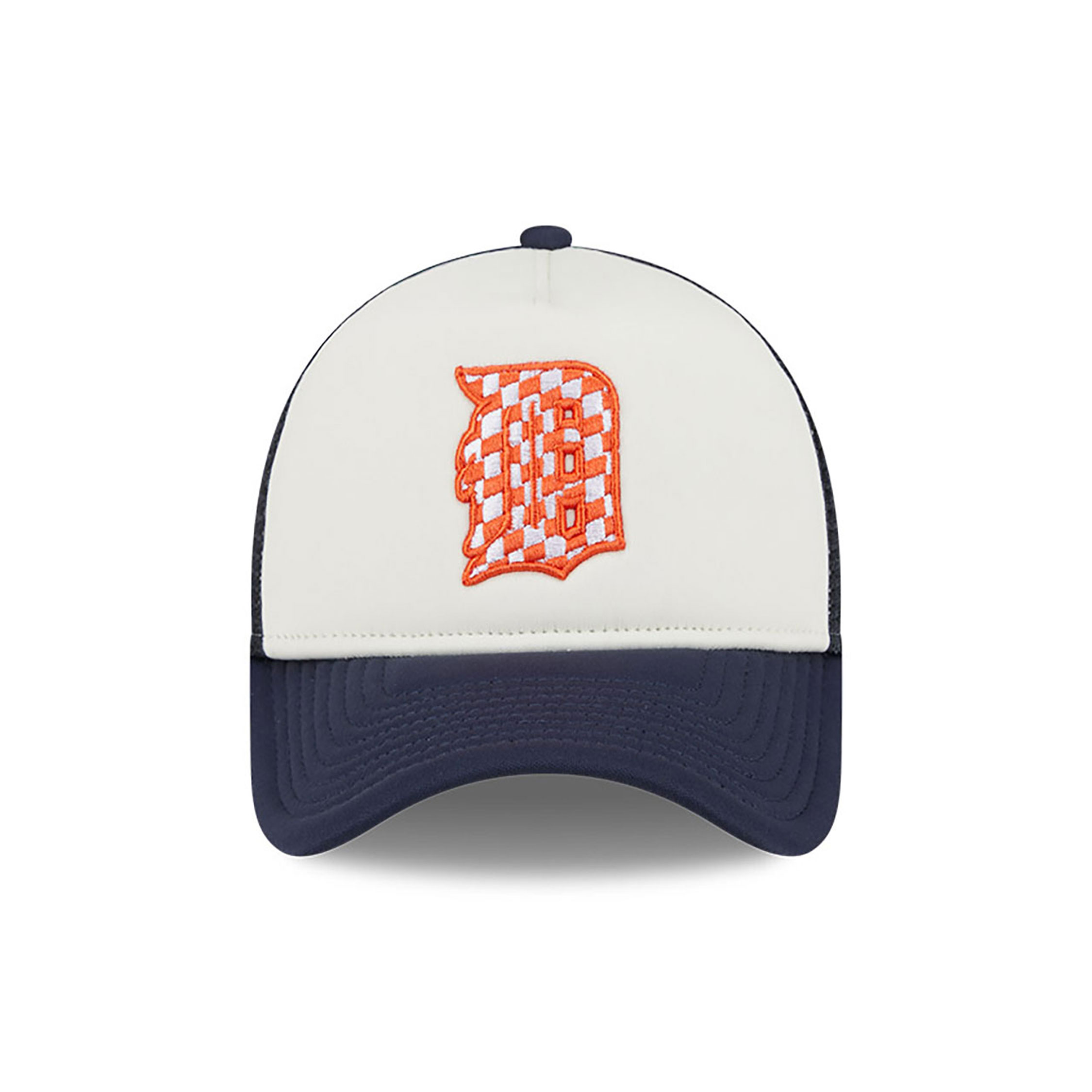 Detroit Tigers Check Flag Navy 9FORTY A-Frame Adjustable Trucker Cap