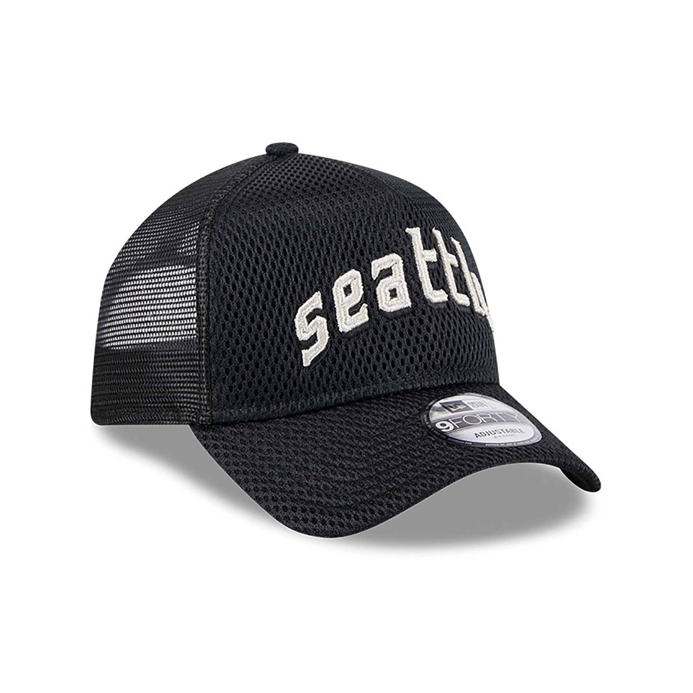 Seattle Mariners City Mesh Black 9FORTY A-Frame Adjustable Trucker Cap