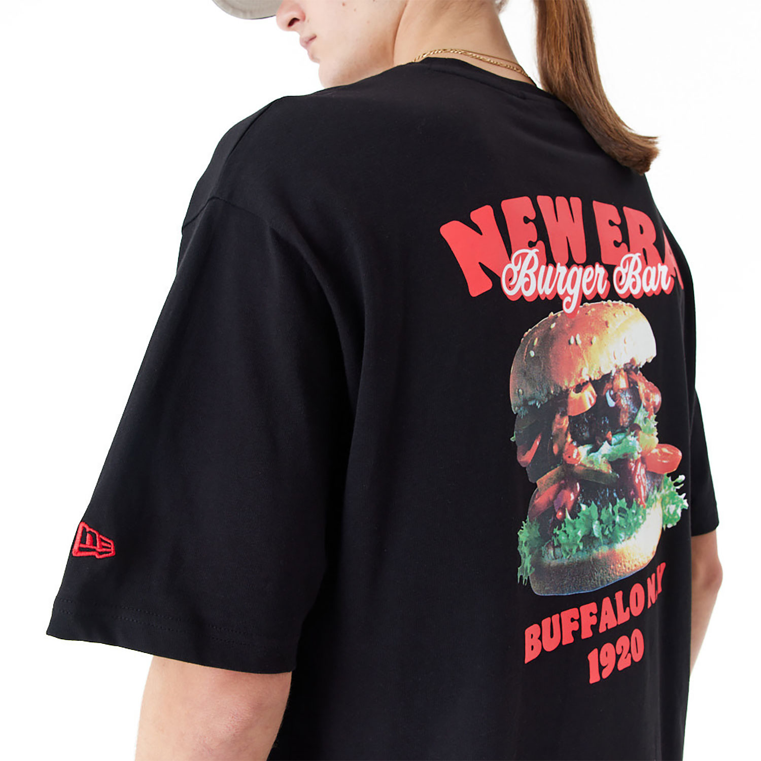 New Era Food Graphic Black Oversized T-Shirt