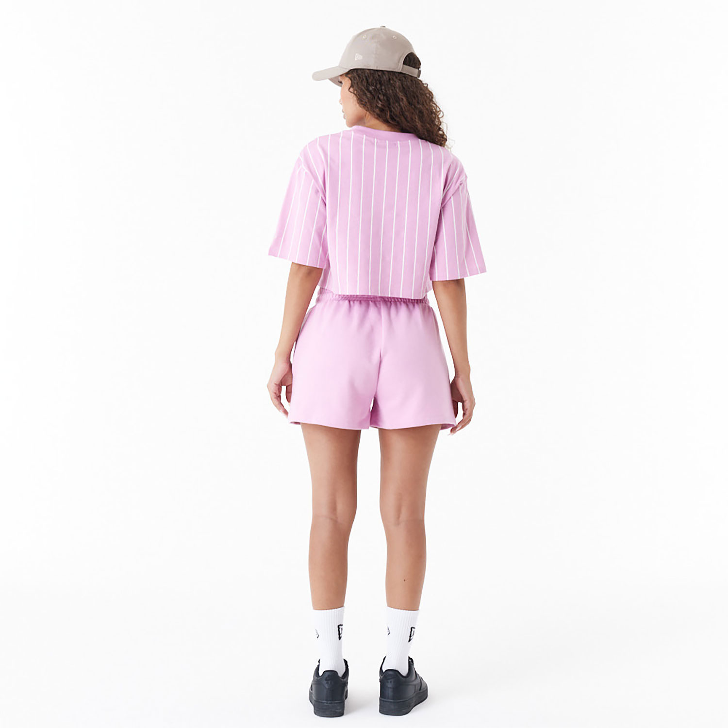 New Era Pinstripe Pink Womens Crop T-Shirt