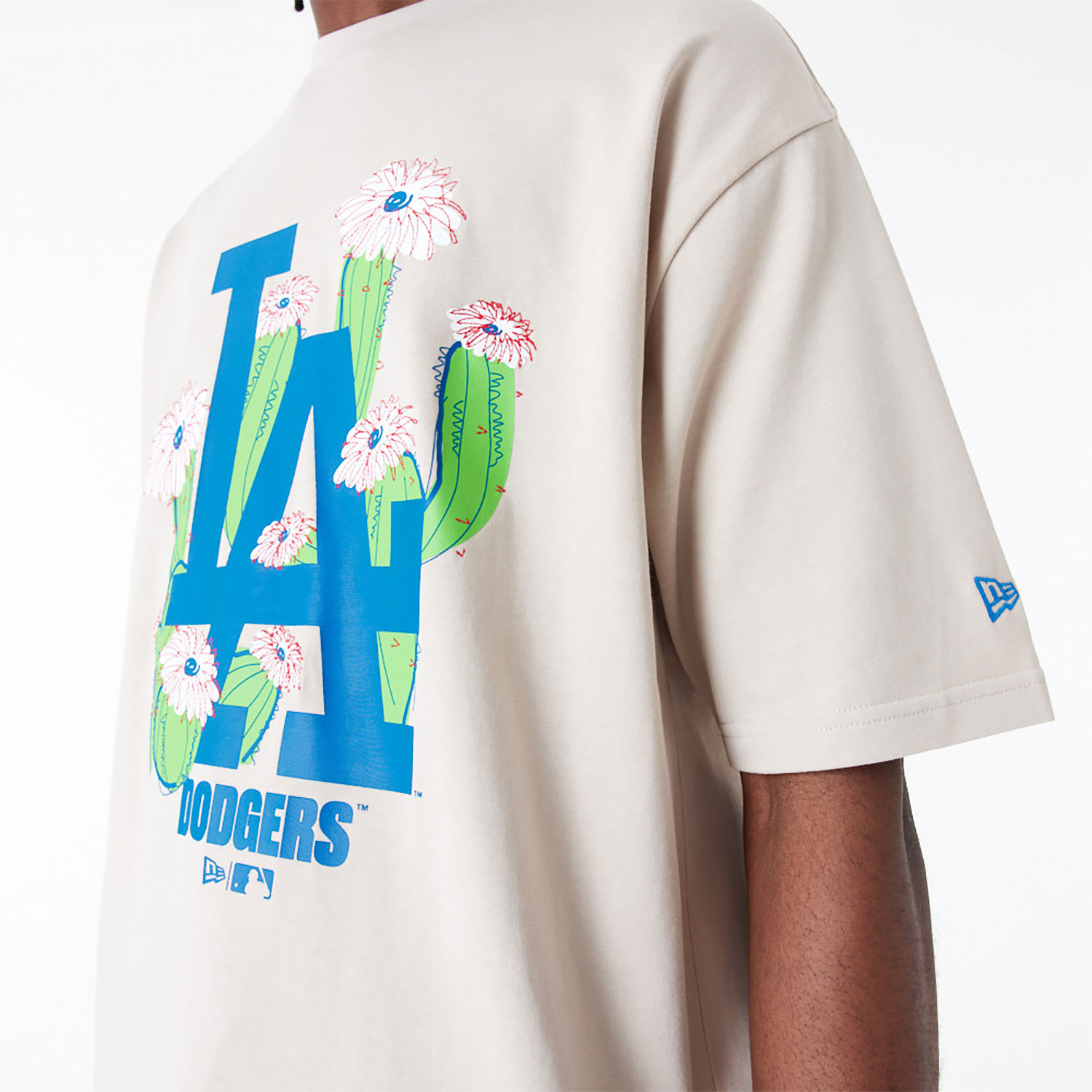 LA Dodgers MLB Floral Logo Stone Oversized T-Shirt