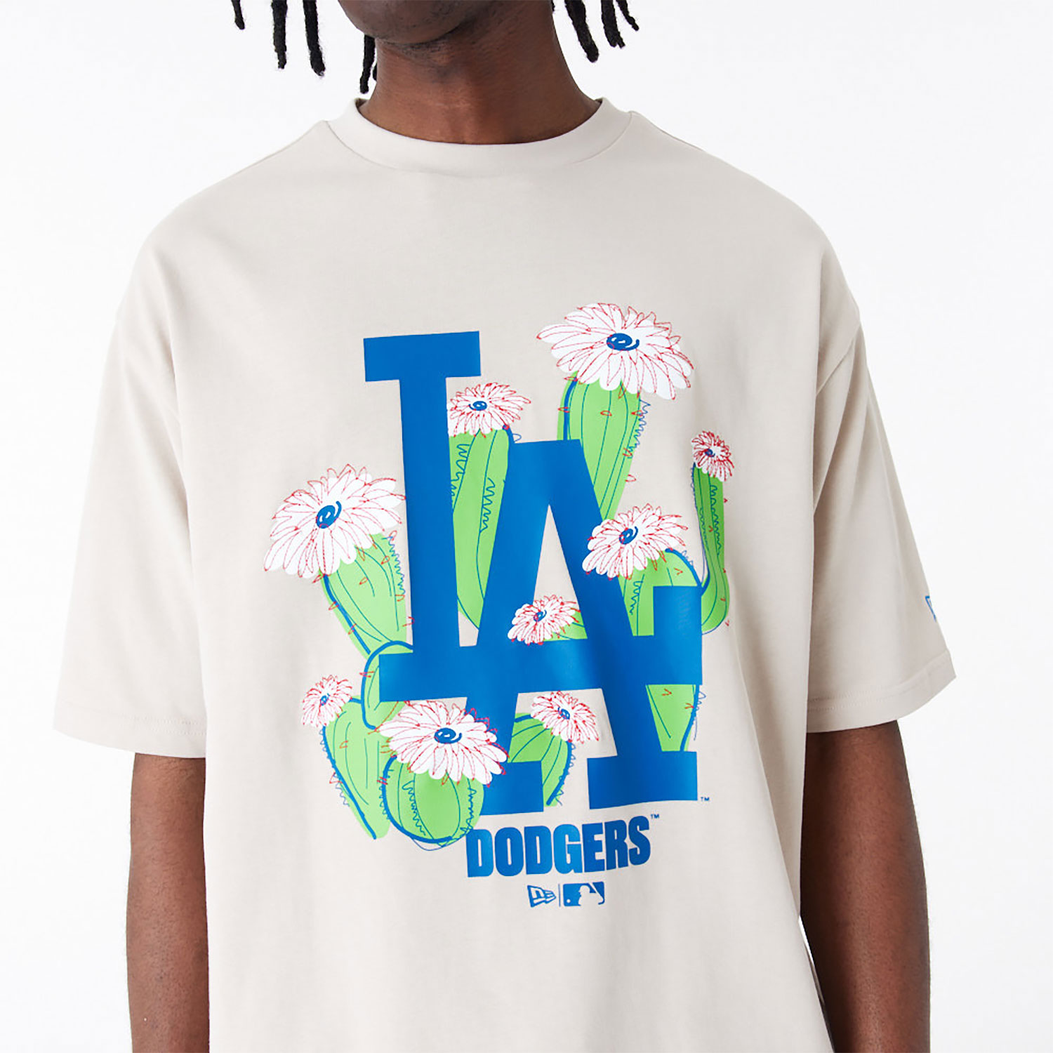 LA Dodgers MLB Floral Logo Stone Oversized T-Shirt