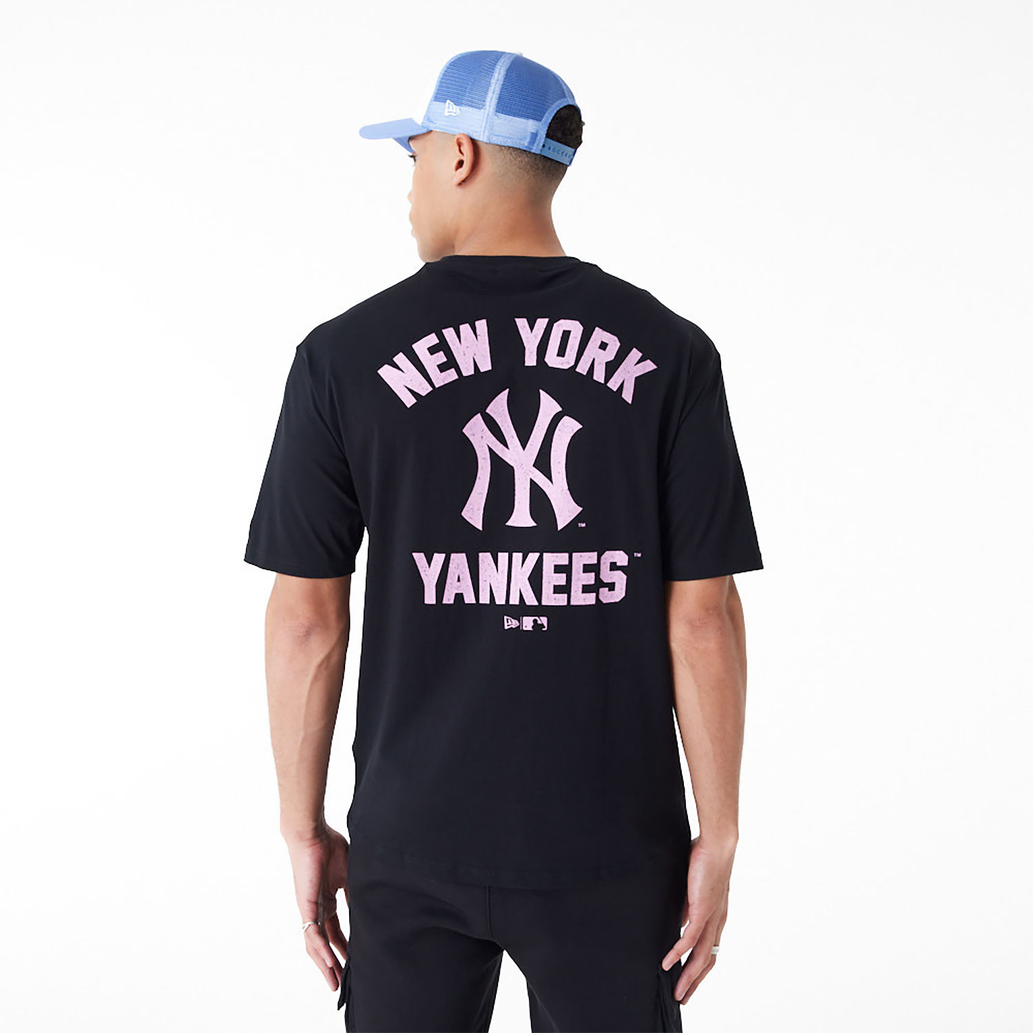 New York Yankees MLB Wordmark Black Oversized T-Shirt