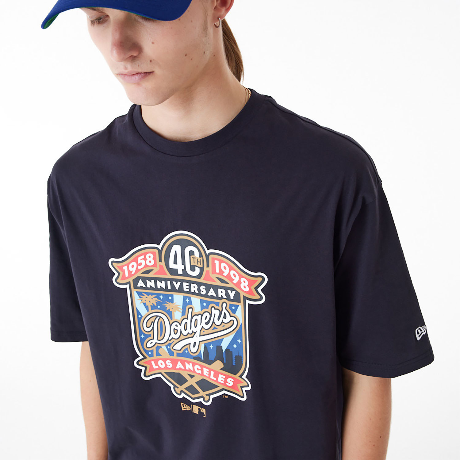 LA Dodgers MLB Anniversary Navy Oversized T-Shirt
