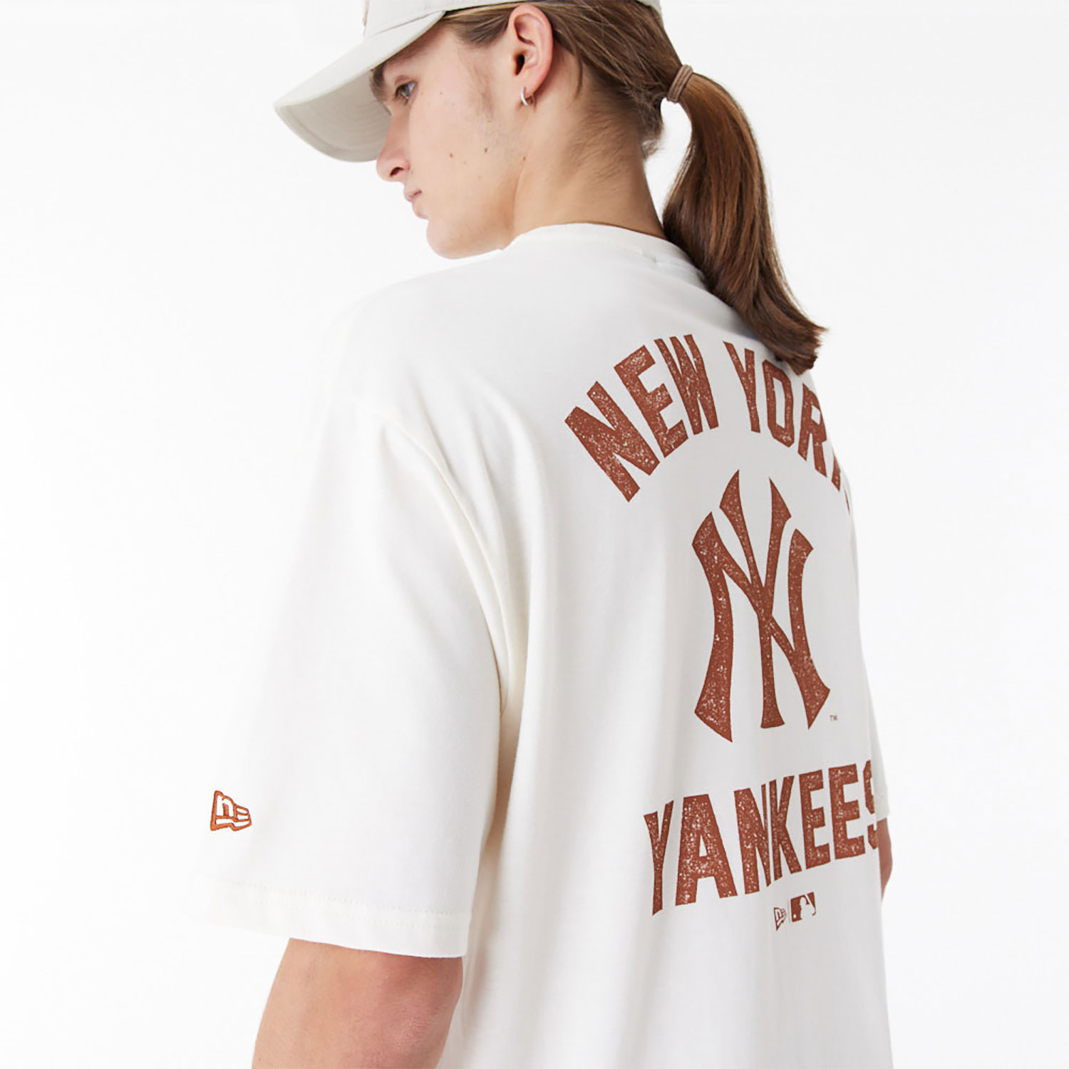 New York Yankees MLB Wordmark White Oversized T-Shirt