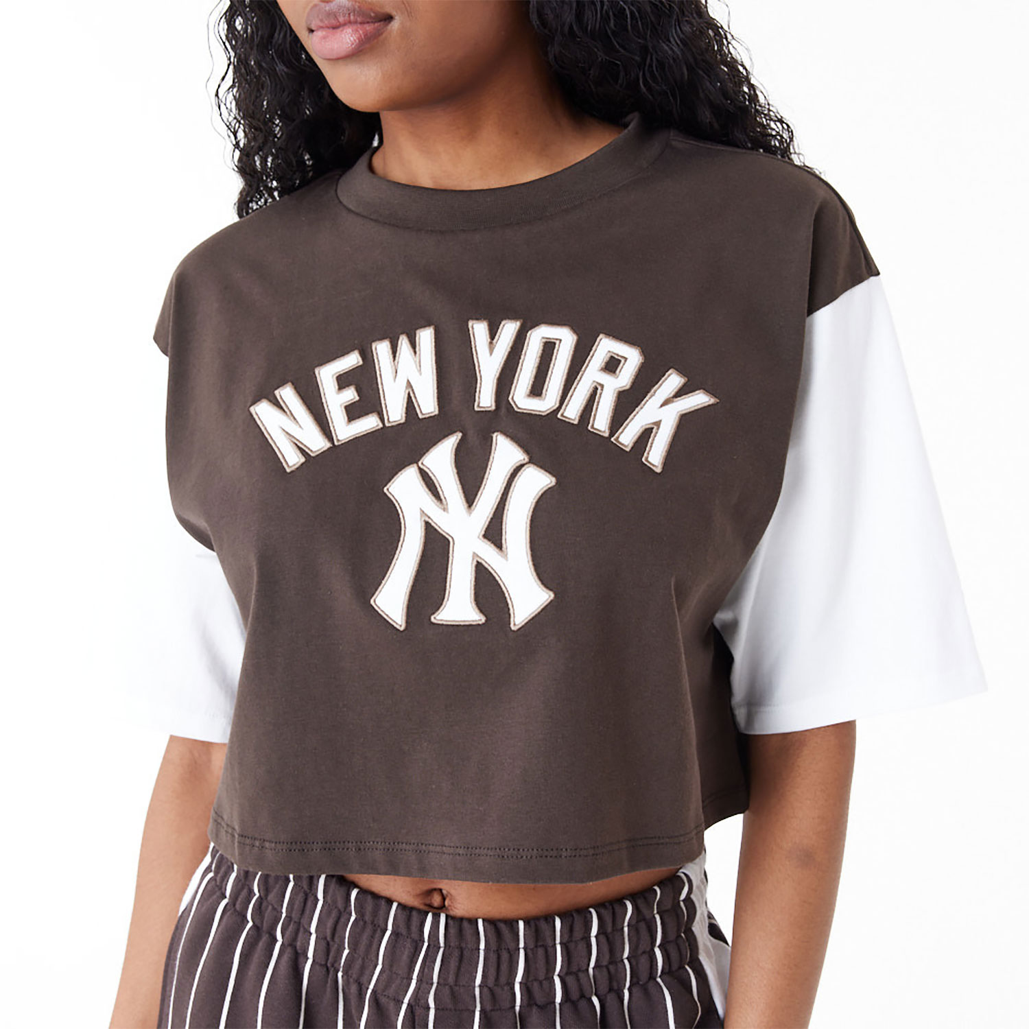 New York Yankees MLB Lifestyle Brown Womens Crop T-Shirt