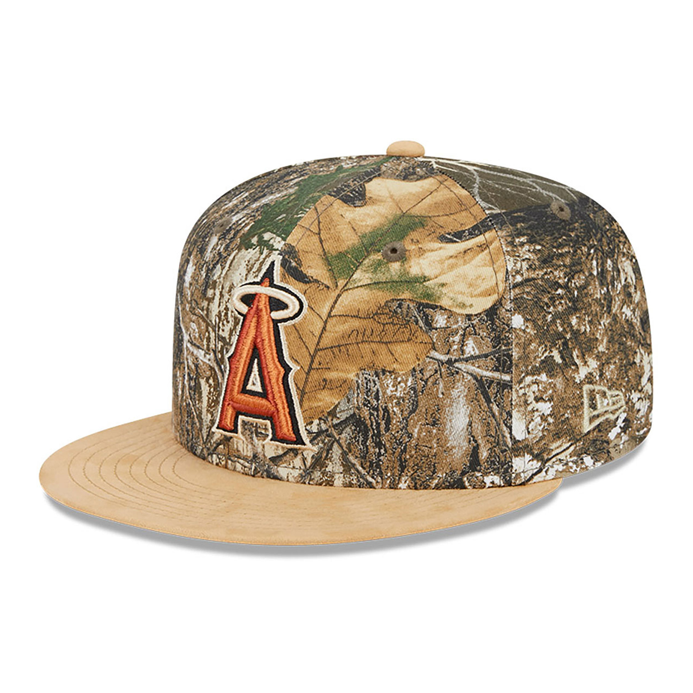 LA Angels MLB Real Tree Camo Print 59FIFTY Fitted Cap