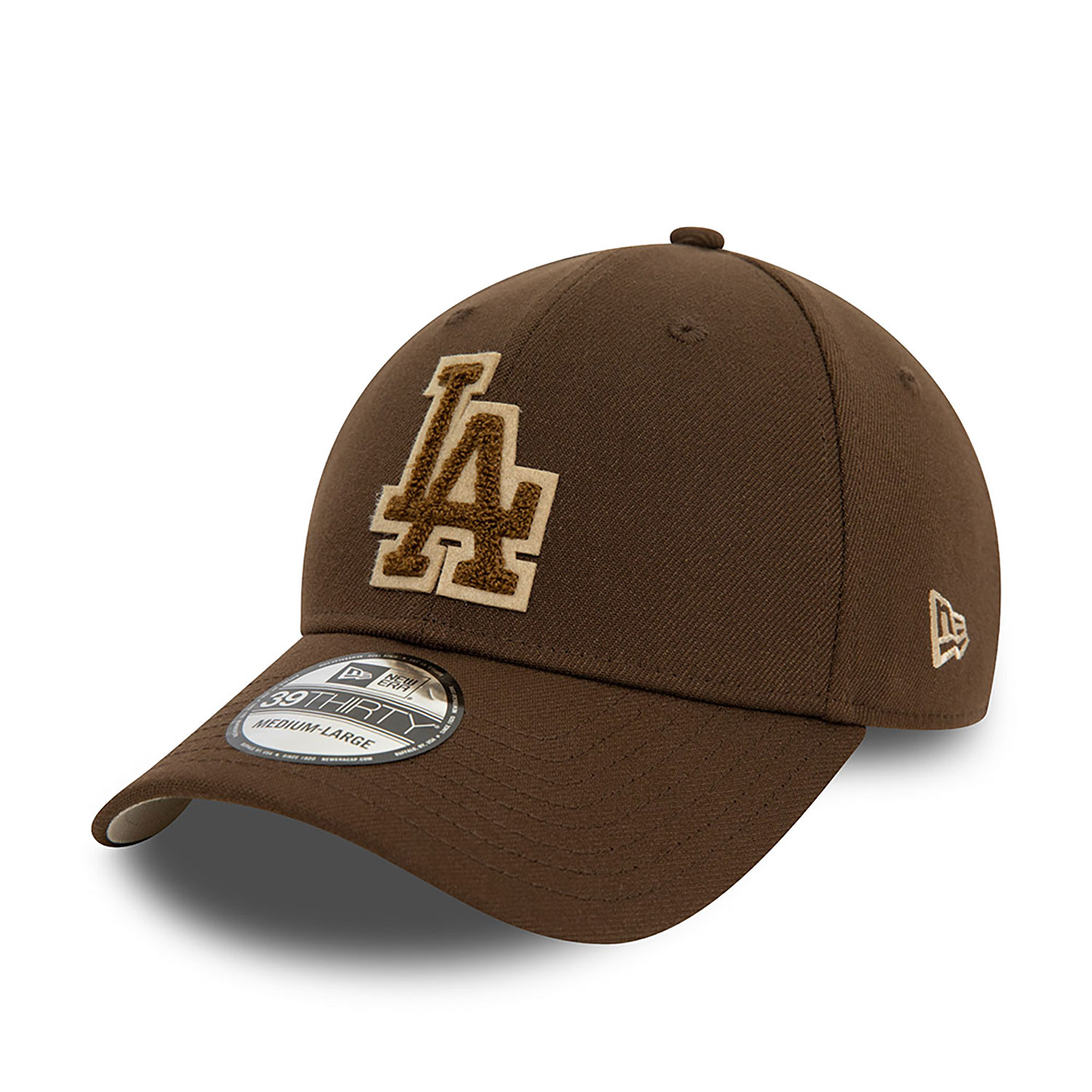 LA Dodgers Team Logo Boucle Dark Brown 39THIRTY Stretch Fit Cap