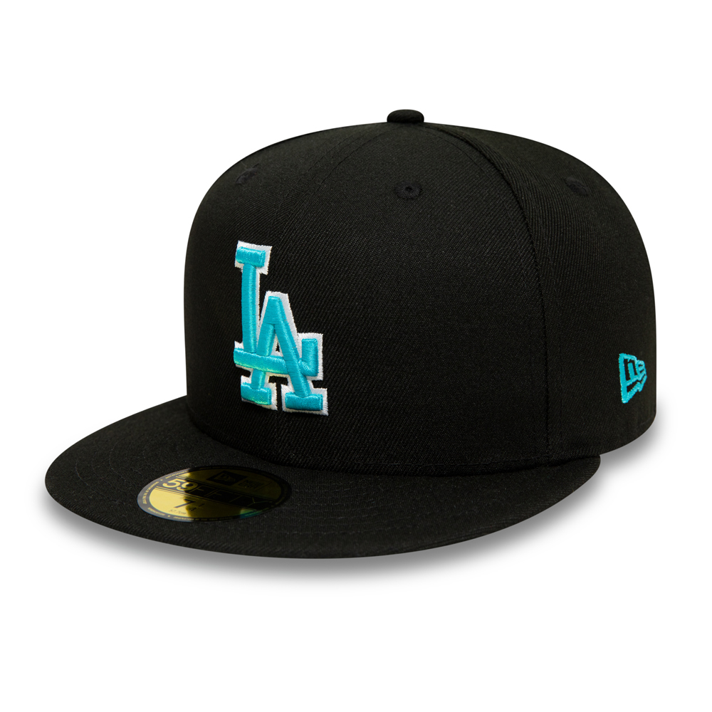 Official New Era LA Dodgers MLB Blue Logo Black 59FIFTY Fitted Cap ...