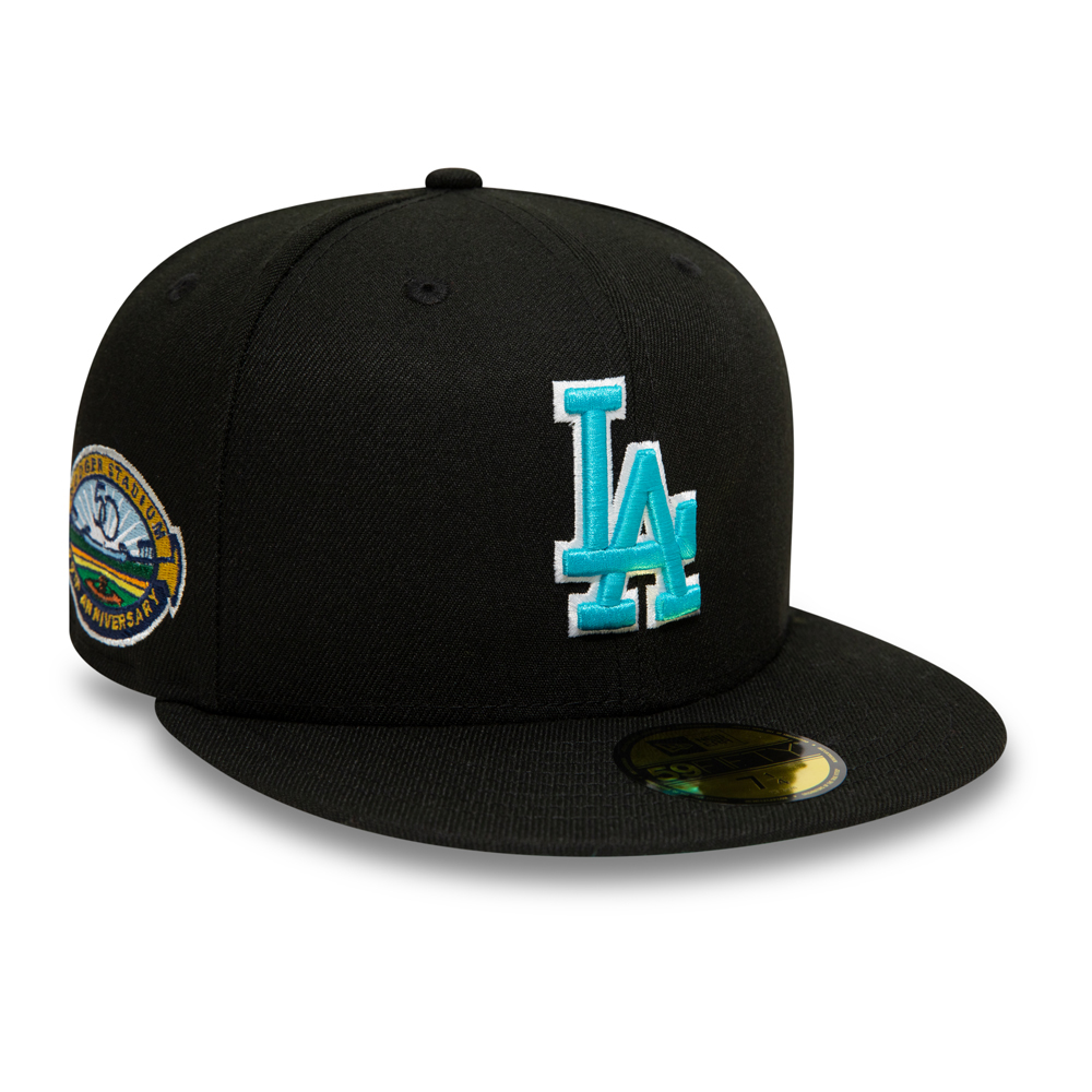 Official New Era LA Dodgers MLB Blue Logo Black 59FIFTY Fitted Cap ...