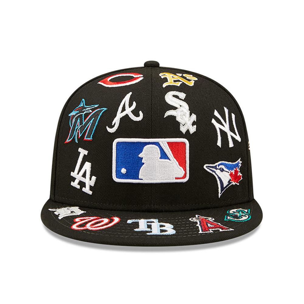 Official New Era MLB All-Over Patches Black 59FIFTY Fitted Cap B6871 ...