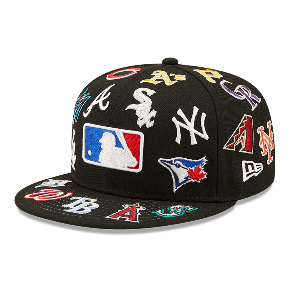 Official New Era MLB All-Over Patches Black 59FIFTY Fitted Cap B6871 ...