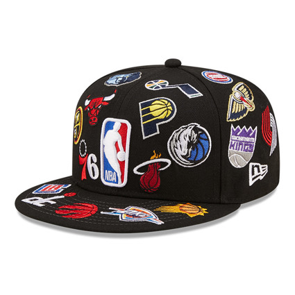 Official New Era NBA All-Over Patches Black 59FIFTY Fitted Cap B6882 ...
