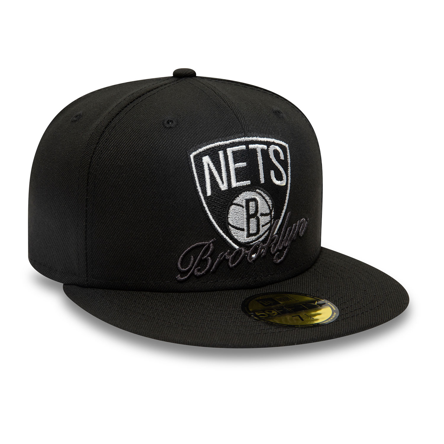 Official New Era Brooklyn Nets NBA Dual Logo Black 59FIFTY Fitted Cap ...