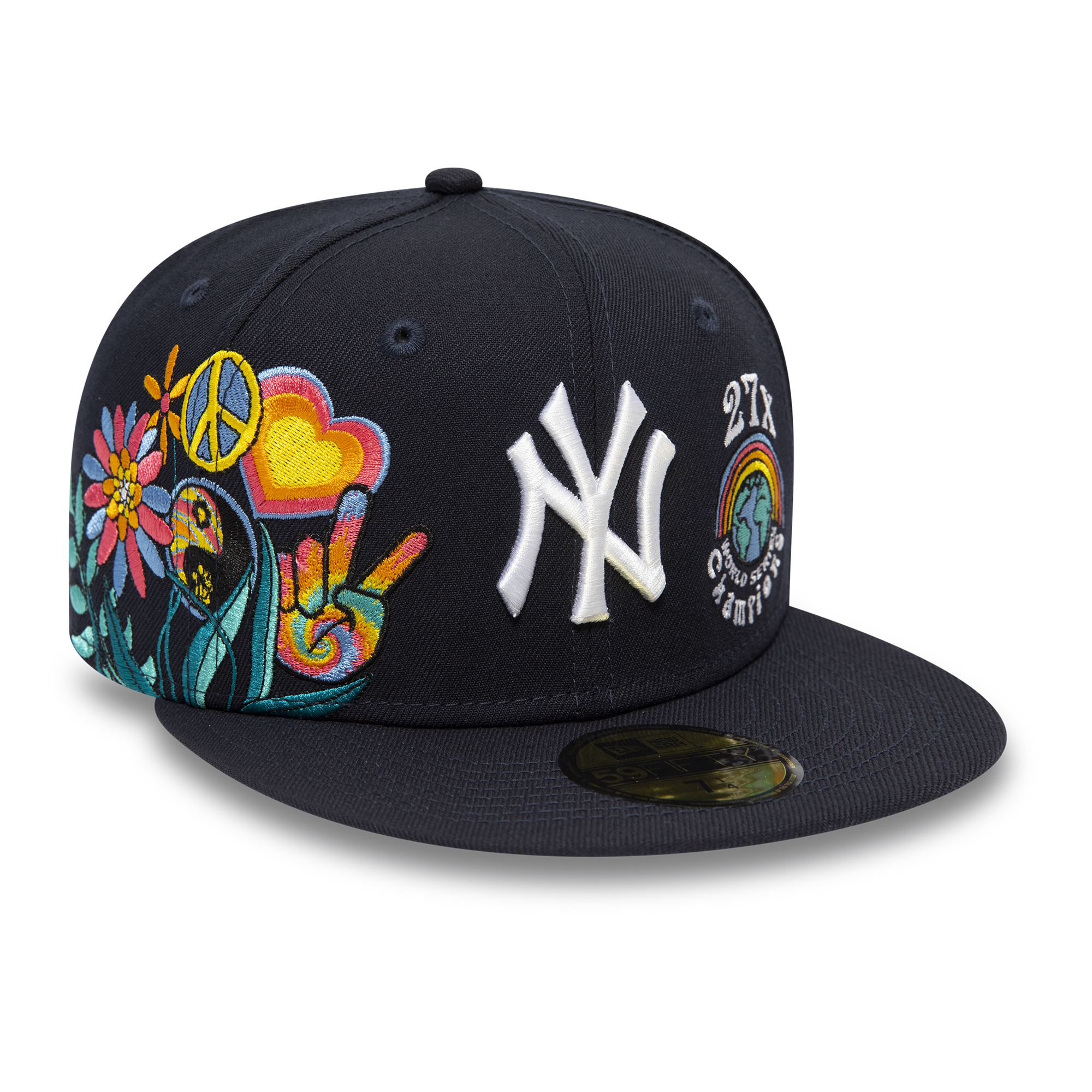 New Era New York Yankees Groovy 59FIFTY Fitted Blue Undervisor 60288056 Sz  7 1/8