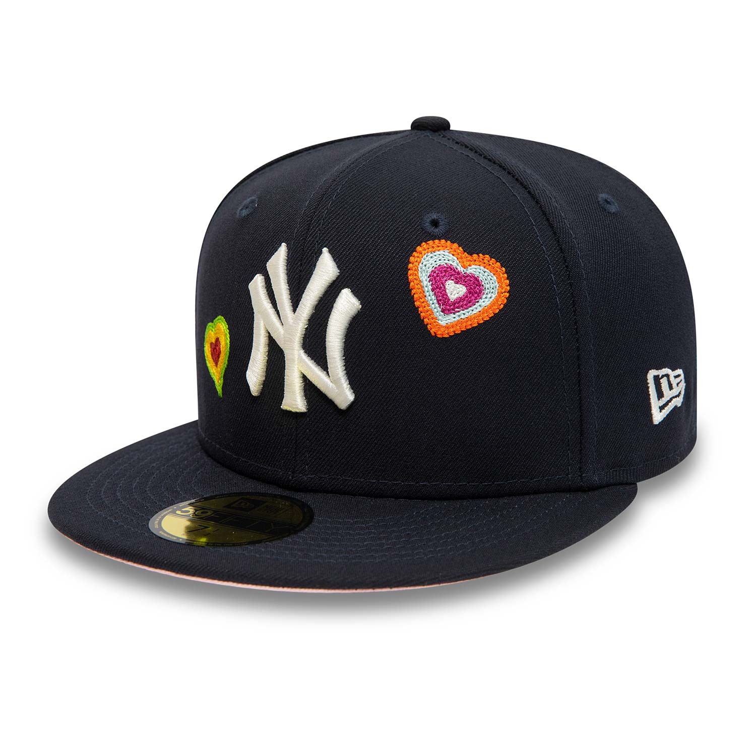 Official New Era New York Yankees MLB Chain Stitch Heart Navy 59FIFTY  Fitted Cap