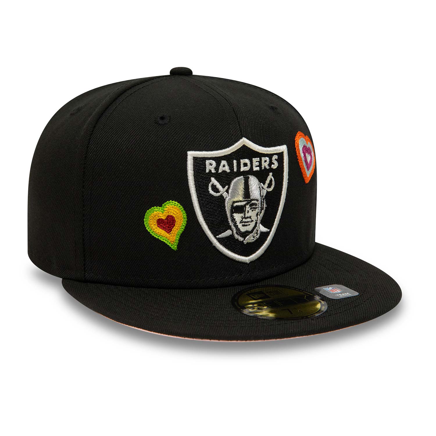 Las Vegas Raiders Chain Stitch Heart Black 59FIFTY Fitted Cap