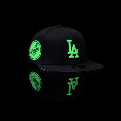 Los Angeles Dodgers 100 Anniversary New Era 59Fifty Fitted Hat (Glow in the  Dark Rose Black Green Under Brim)