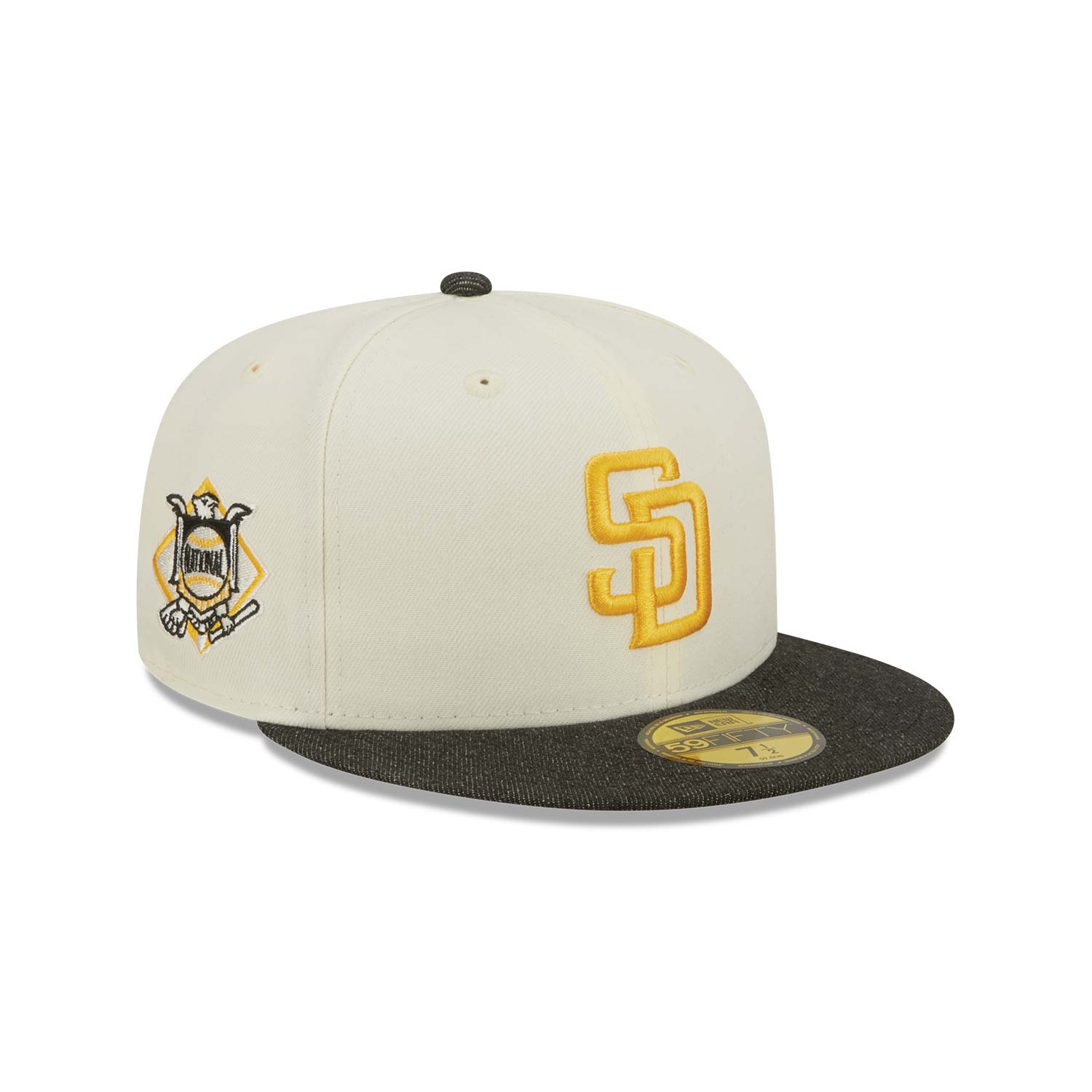 San Diego Padres MLB Black Denim Chrome White 59FIFTY Fitted Cap