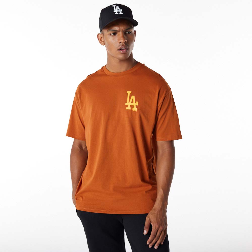 Official New Era MLB League Essentials LA Dodgers Oversized Orange Tee