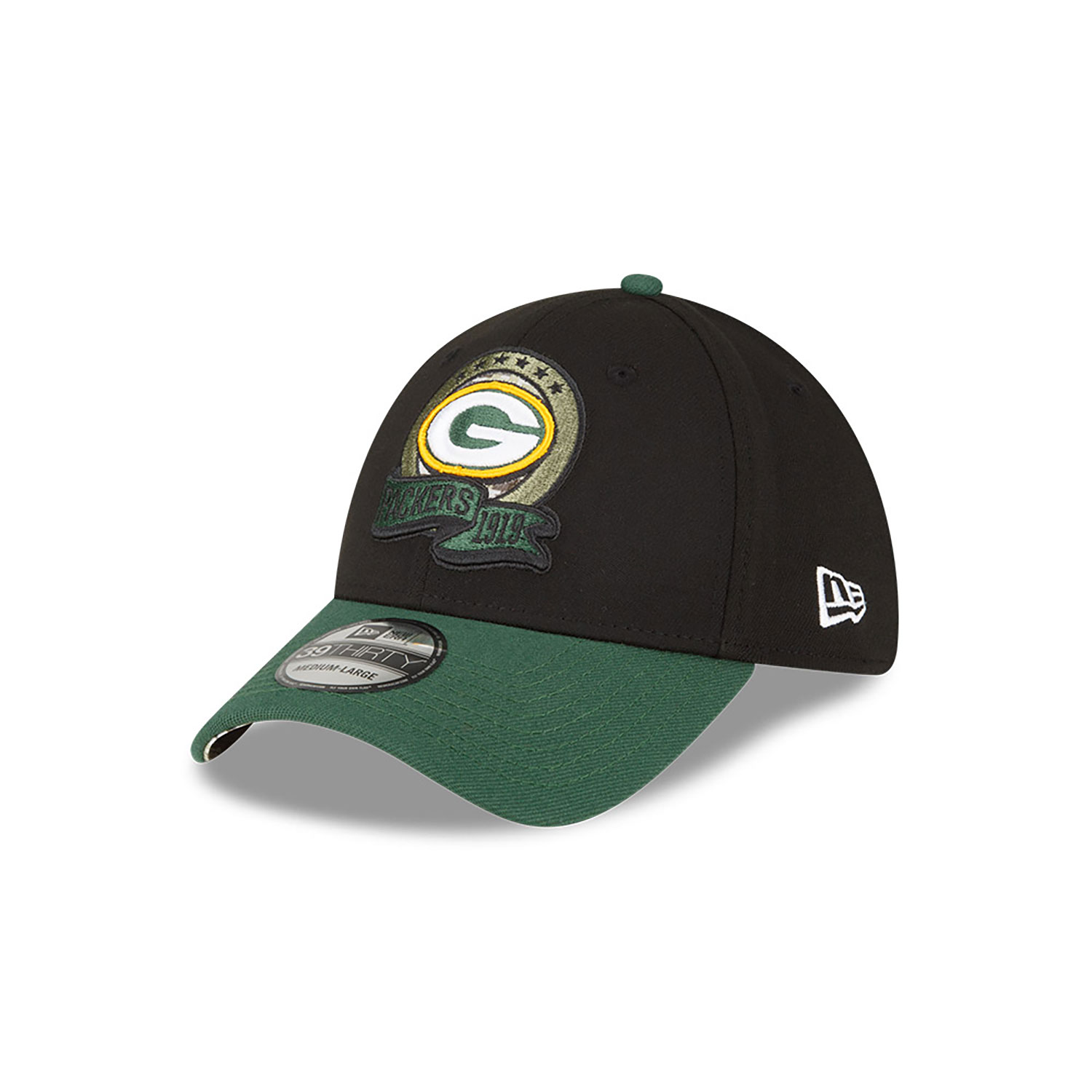 Green Bay Packers NFL Salute to Service Black 39THIRTY Stretch Fit Cap