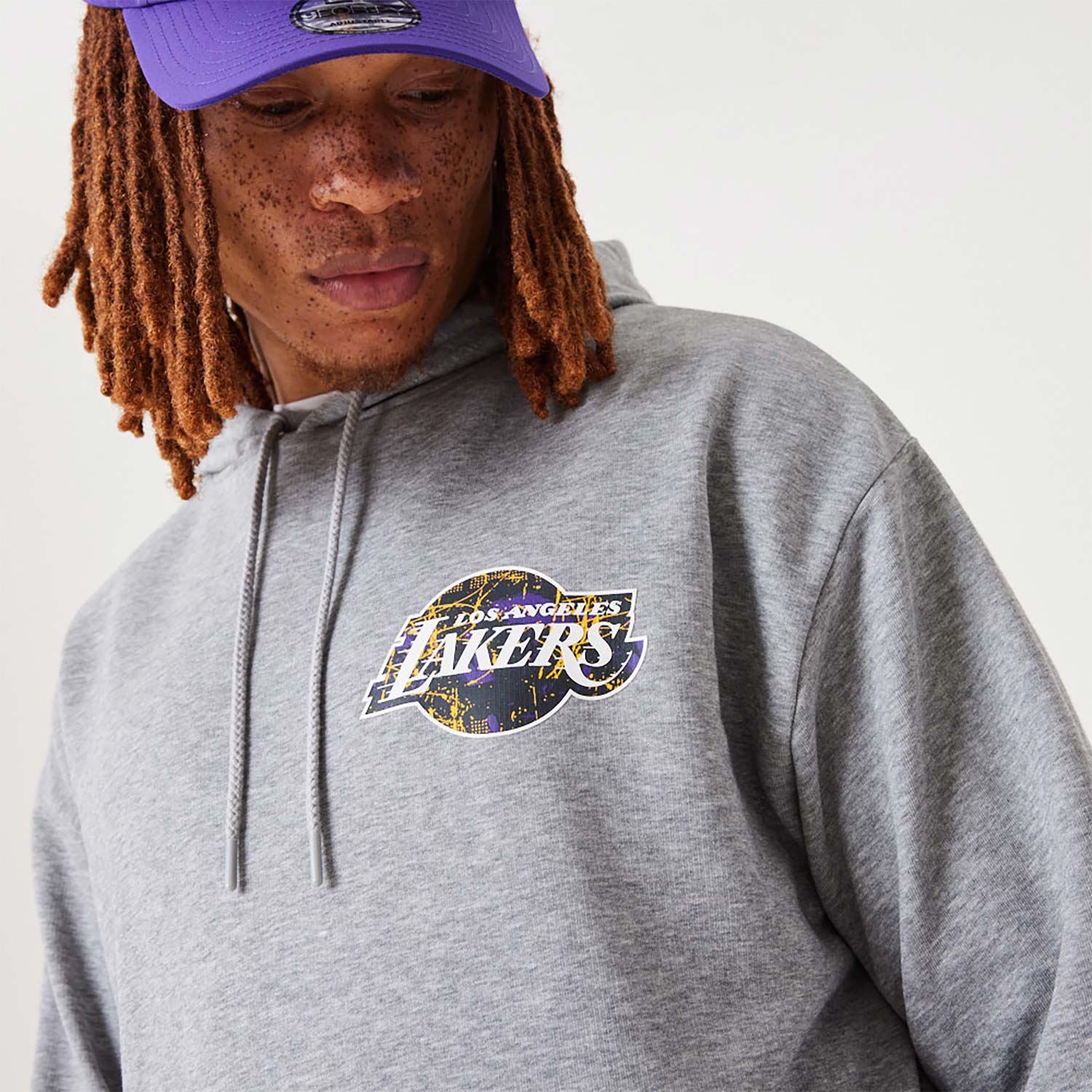 Official New Era NBA Infill Team Logo LA Lakers Medium Grey Pullover ...