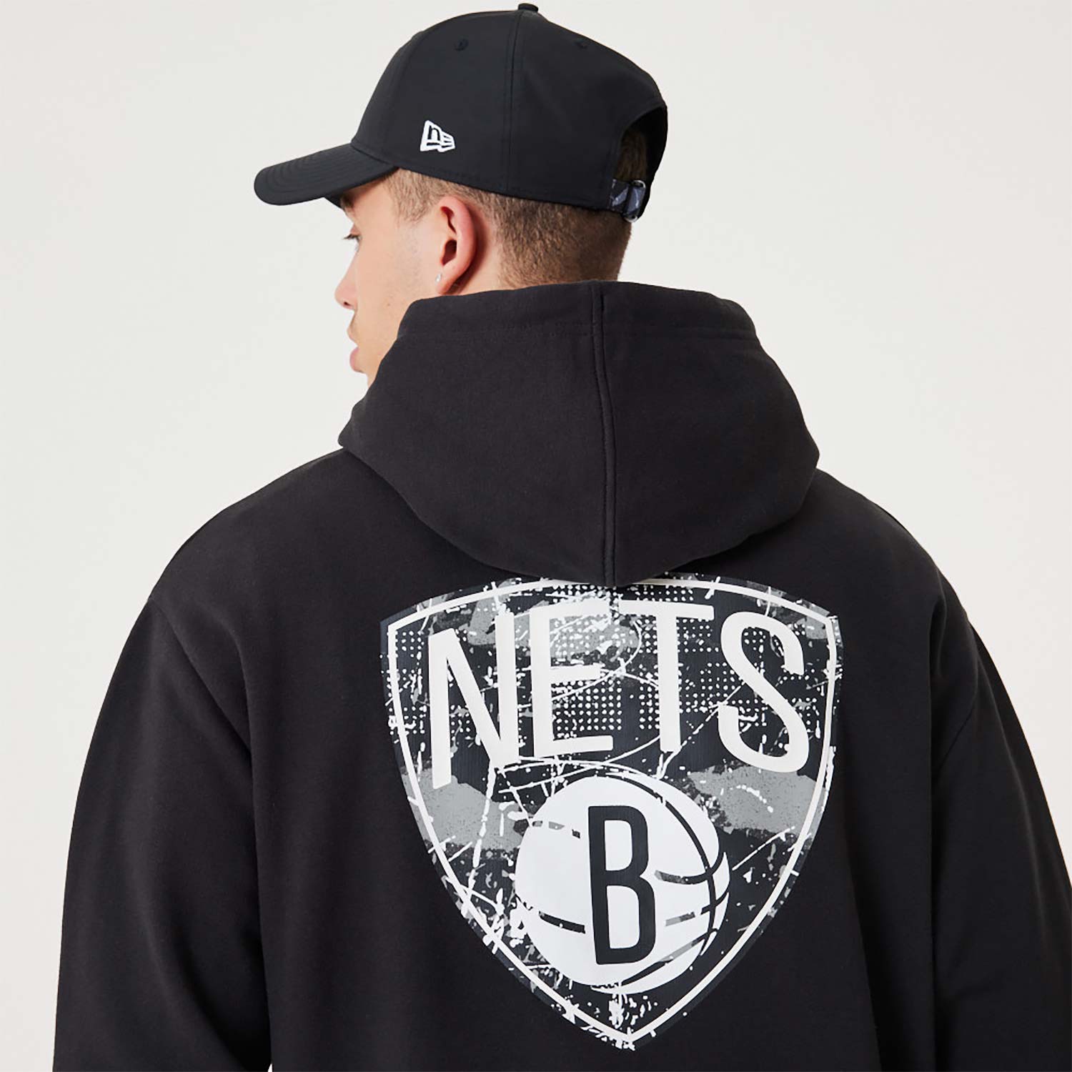 Brooklyn Nets NBA Infill Team Logo Black Pullover Hoodie
