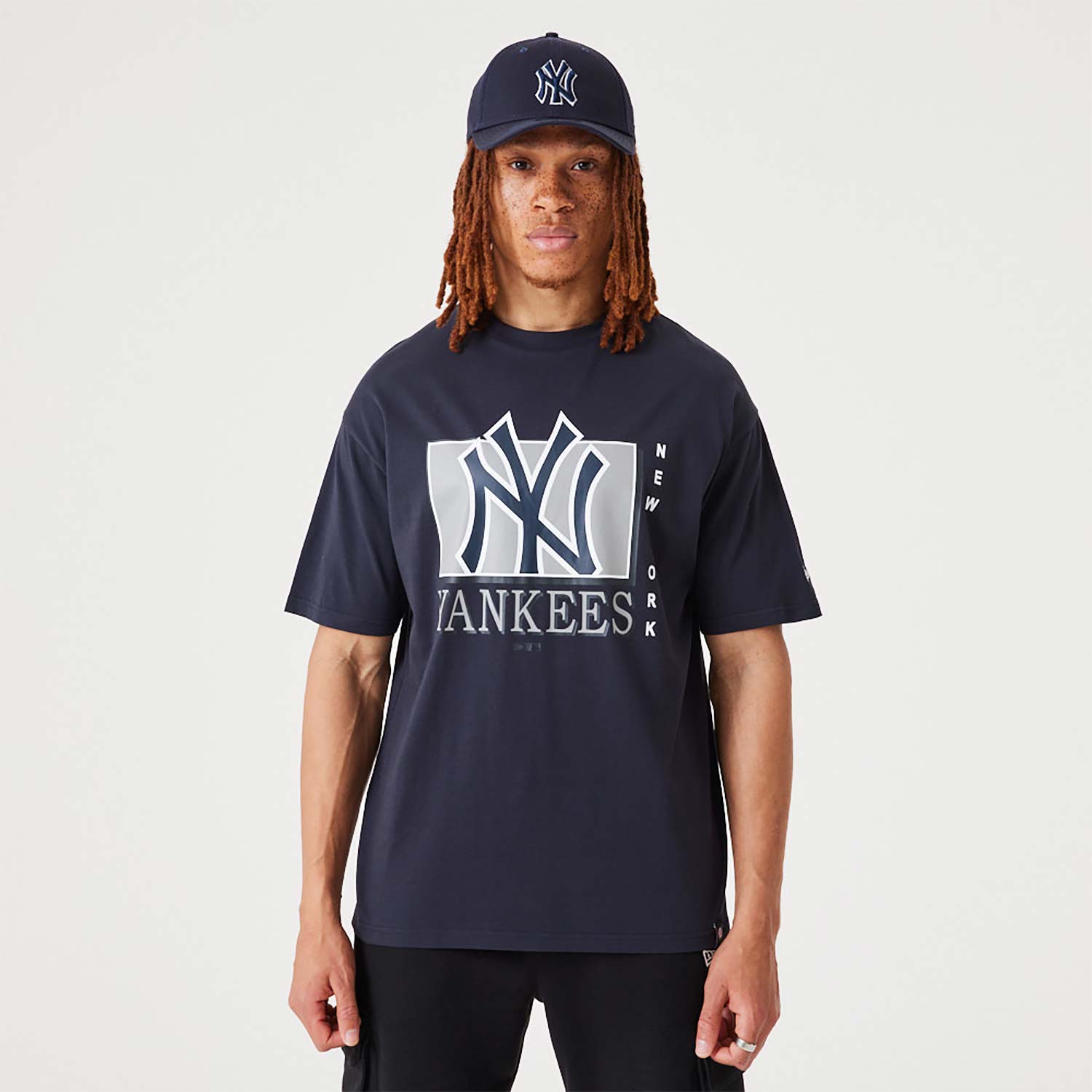 New York Yankees MLB Team Wordmark Navy Oversized T-Shirt