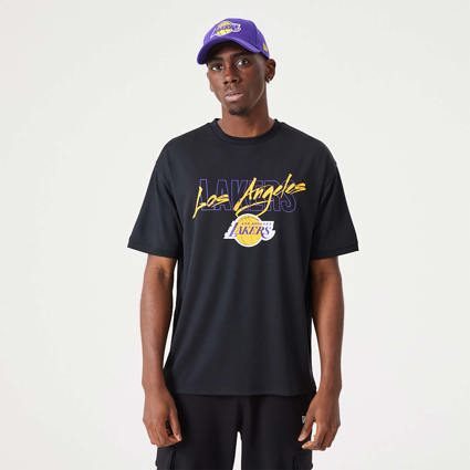 New era Los Angeles Lakers NBA Script Mesh Short Sleeve T-Shirt Black