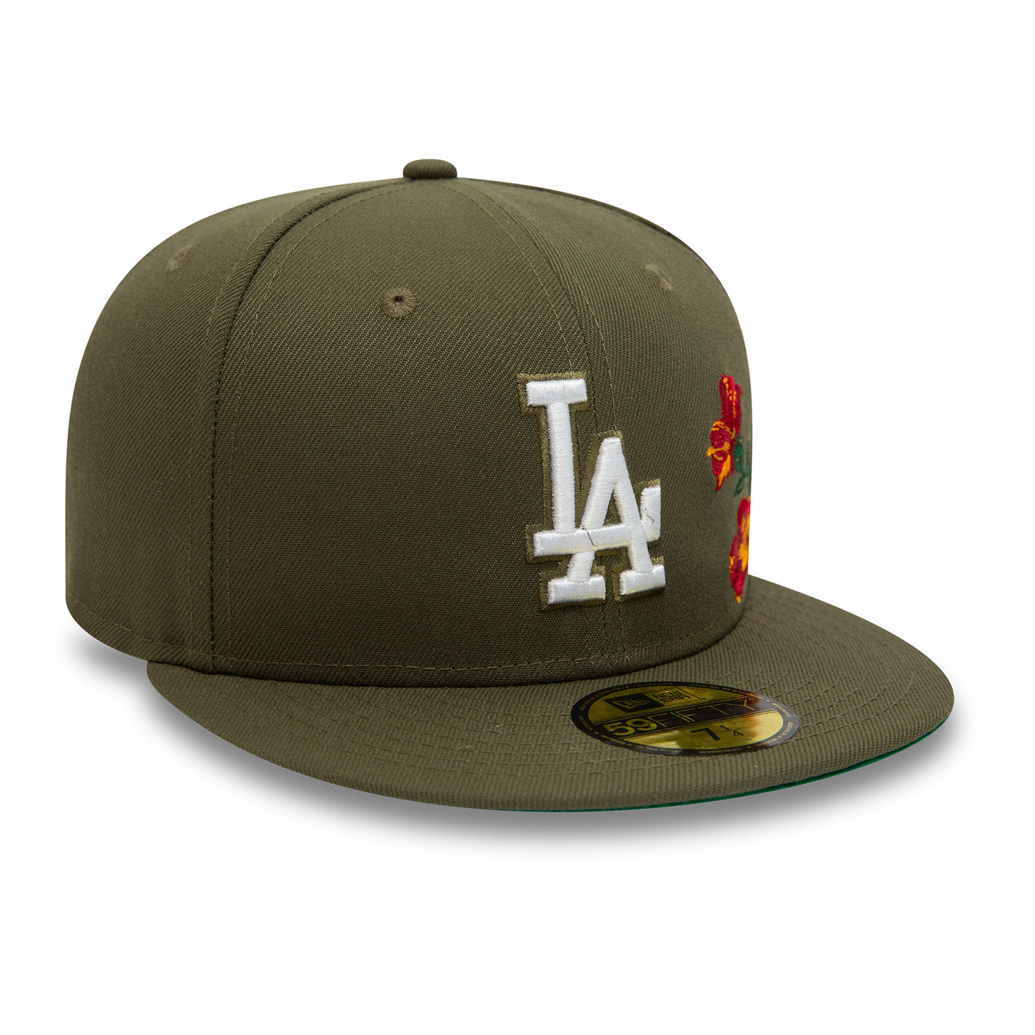 LA Dodgers MLB Floral Dark Green 59FIFTY Fitted Cap