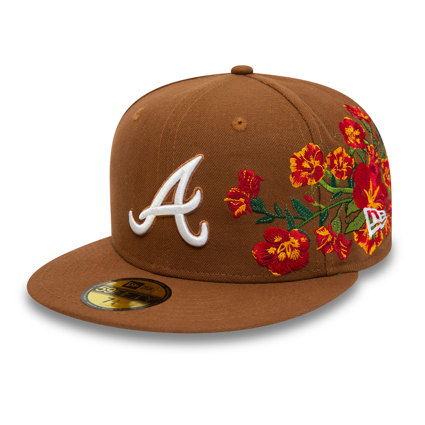 Atlanta Braves New Era Floral Undervisor 59FIFTY Fitted Hat - White