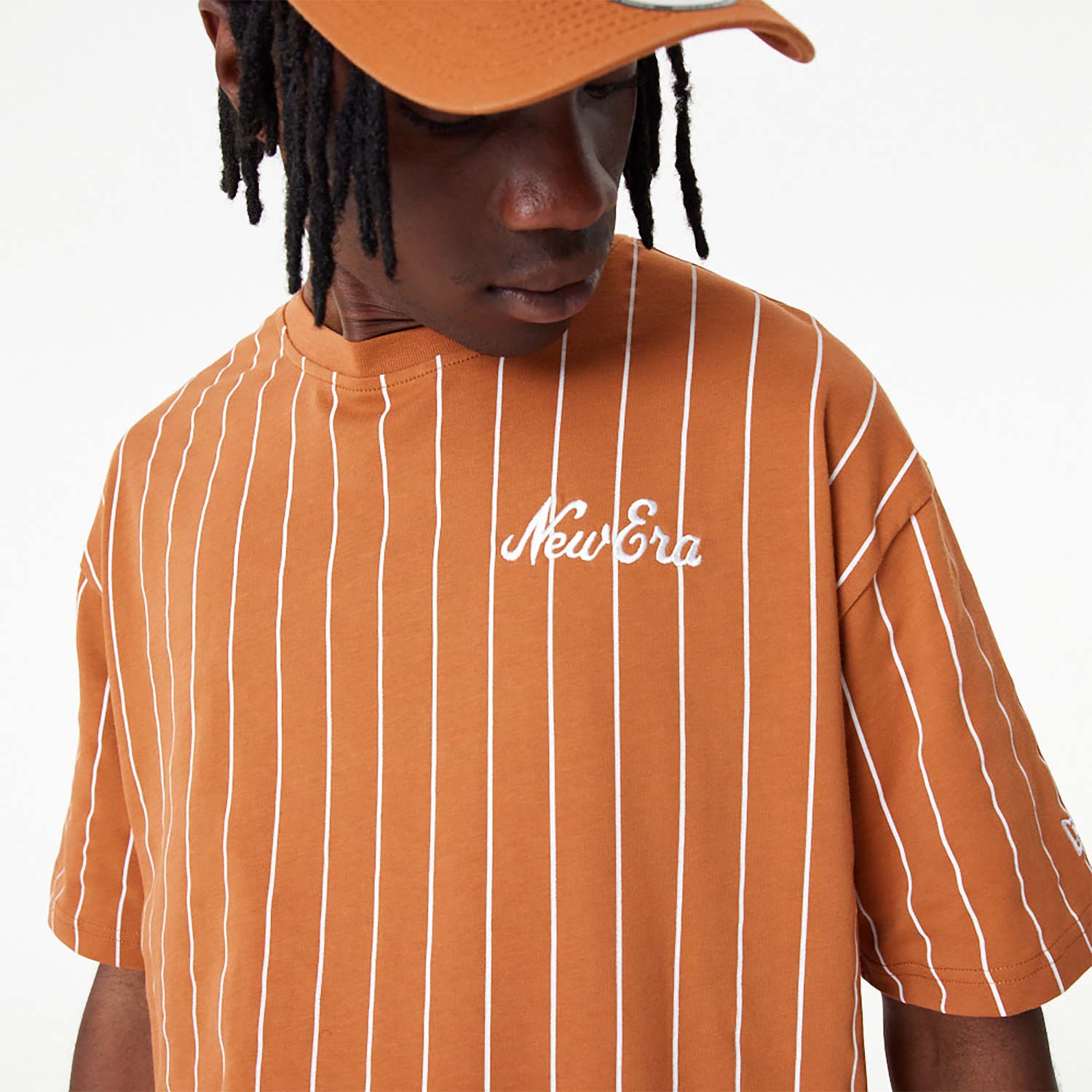 New Era Pinstripe Orange Oversized T-Shirt