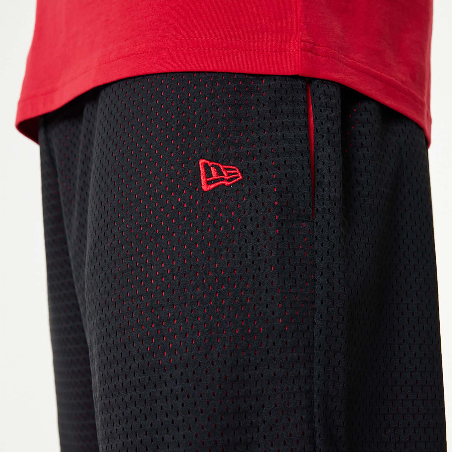 New Era Black And Red Mesh Shorts