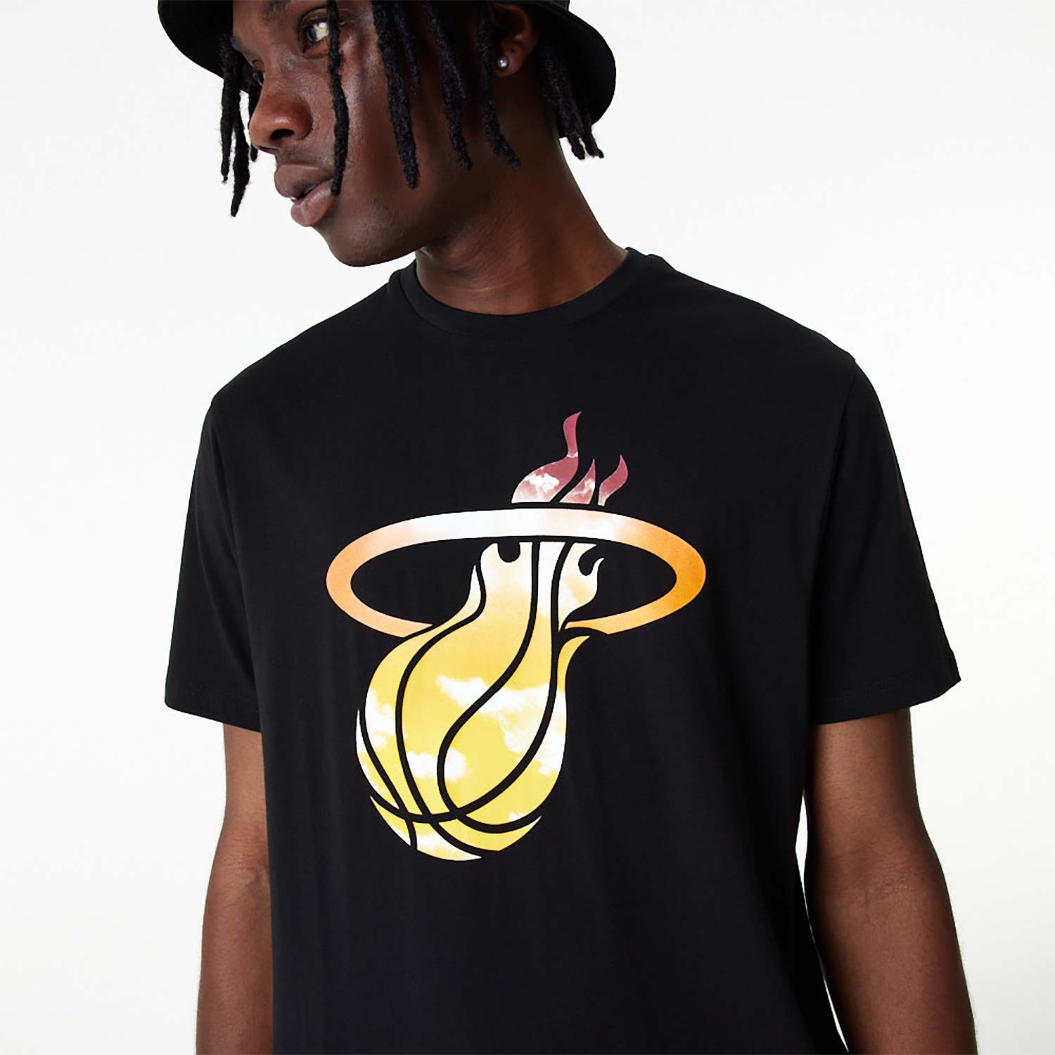Miami Heat NBA Sky Print Black T-Shirt