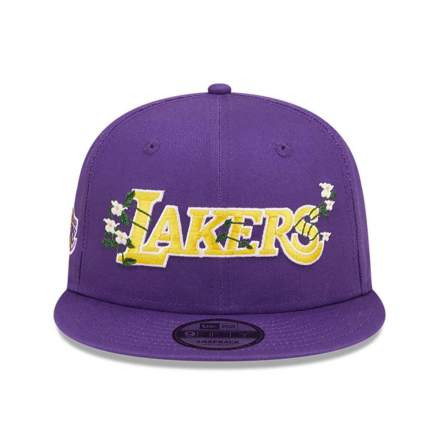 LA Lakers Flower Wordmark Purple 9FIFTY Snapback Cap