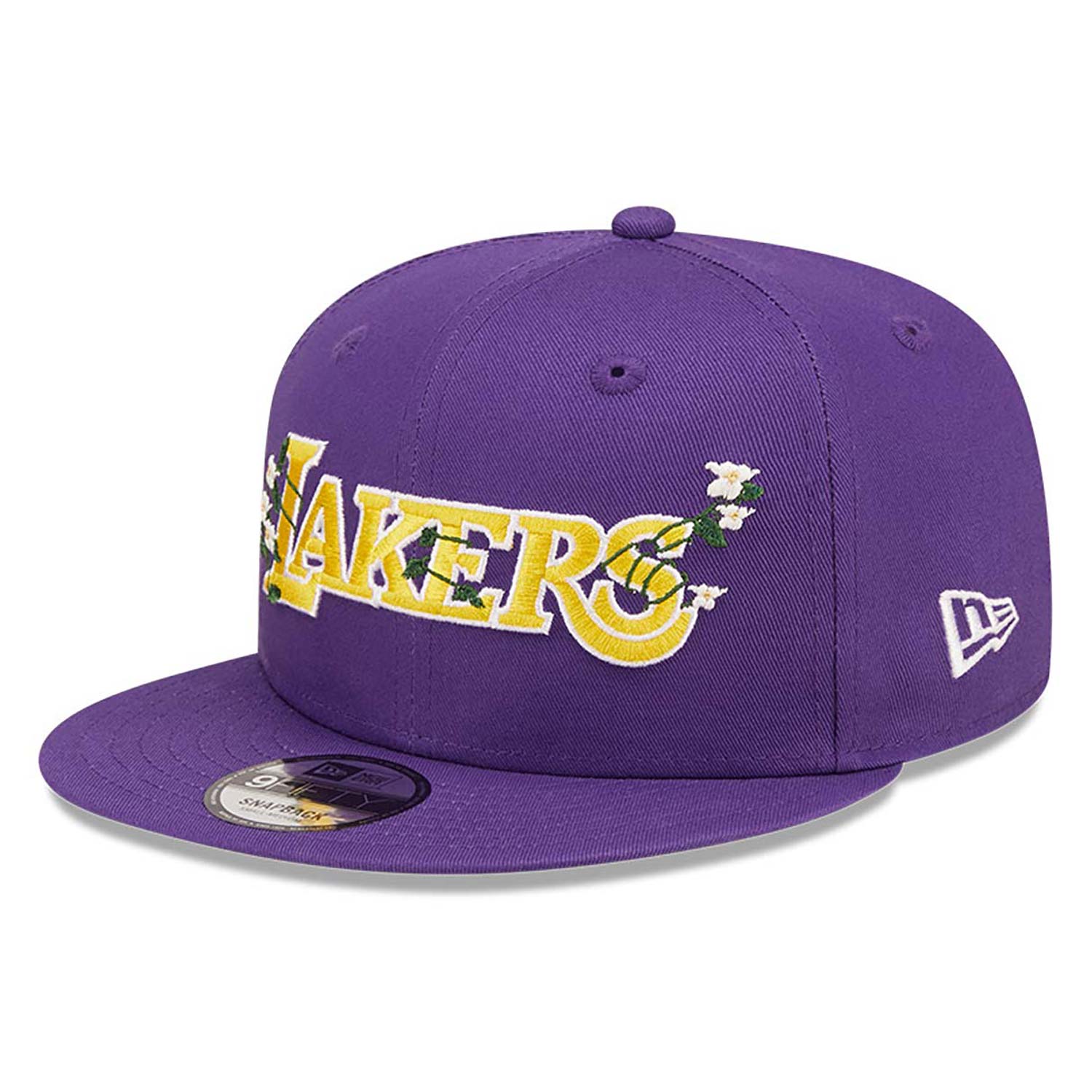LA Lakers Flower Wordmark Purple 9FIFTY Snapback Cap